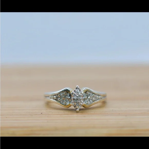 14k Gold - Silver Fill- Engagement Promise Ring - 1/10 CT White Diamond - Size 7 - Picture 14 of 15